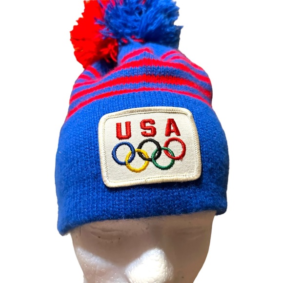 Vintage Drew Pearson Team USA Olympics Beanie Hat Pom Clutch Winter - Picture 5 of 12